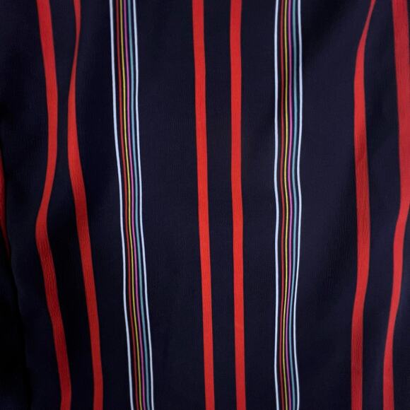 Rachel Zoe Striped Wide Leg Pants 4 | Navy Red Palazzo Boho High Waist Resort - Picture 6 of 11